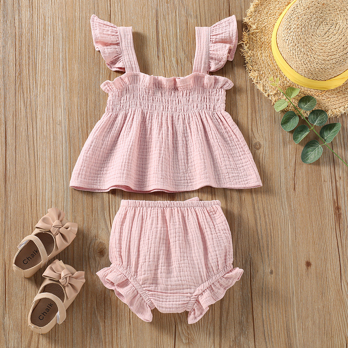Girls' Solid Colour Sleeveless Set