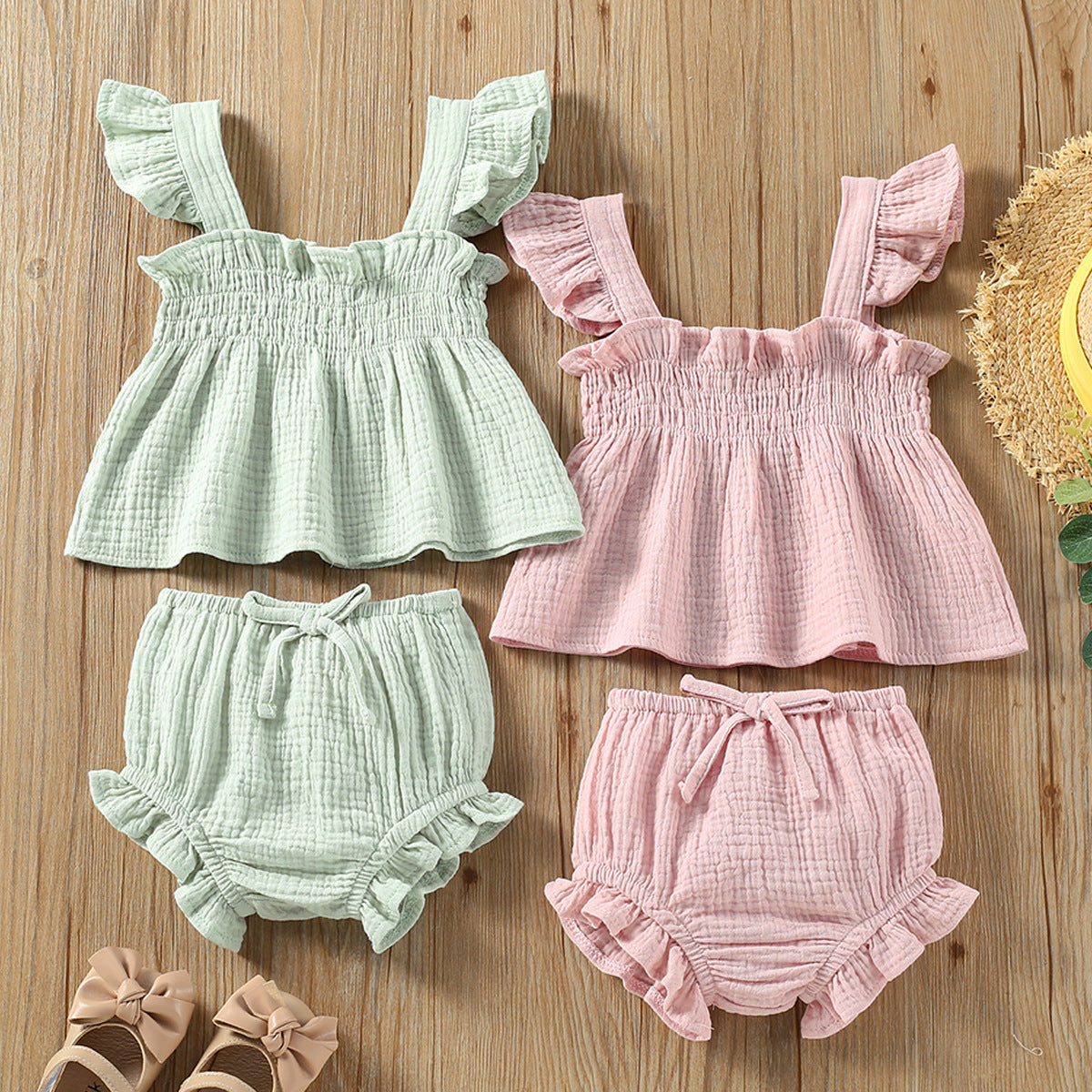 Girls' Solid Colour Sleeveless Set